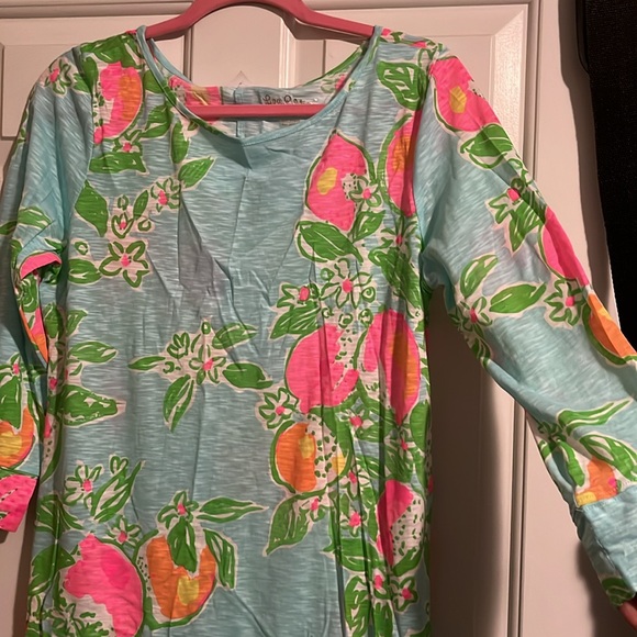 Lilly Pulitzer Marlowe dress- size Large- Pink Lemonade, Pool blue. - Picture 2 of 5